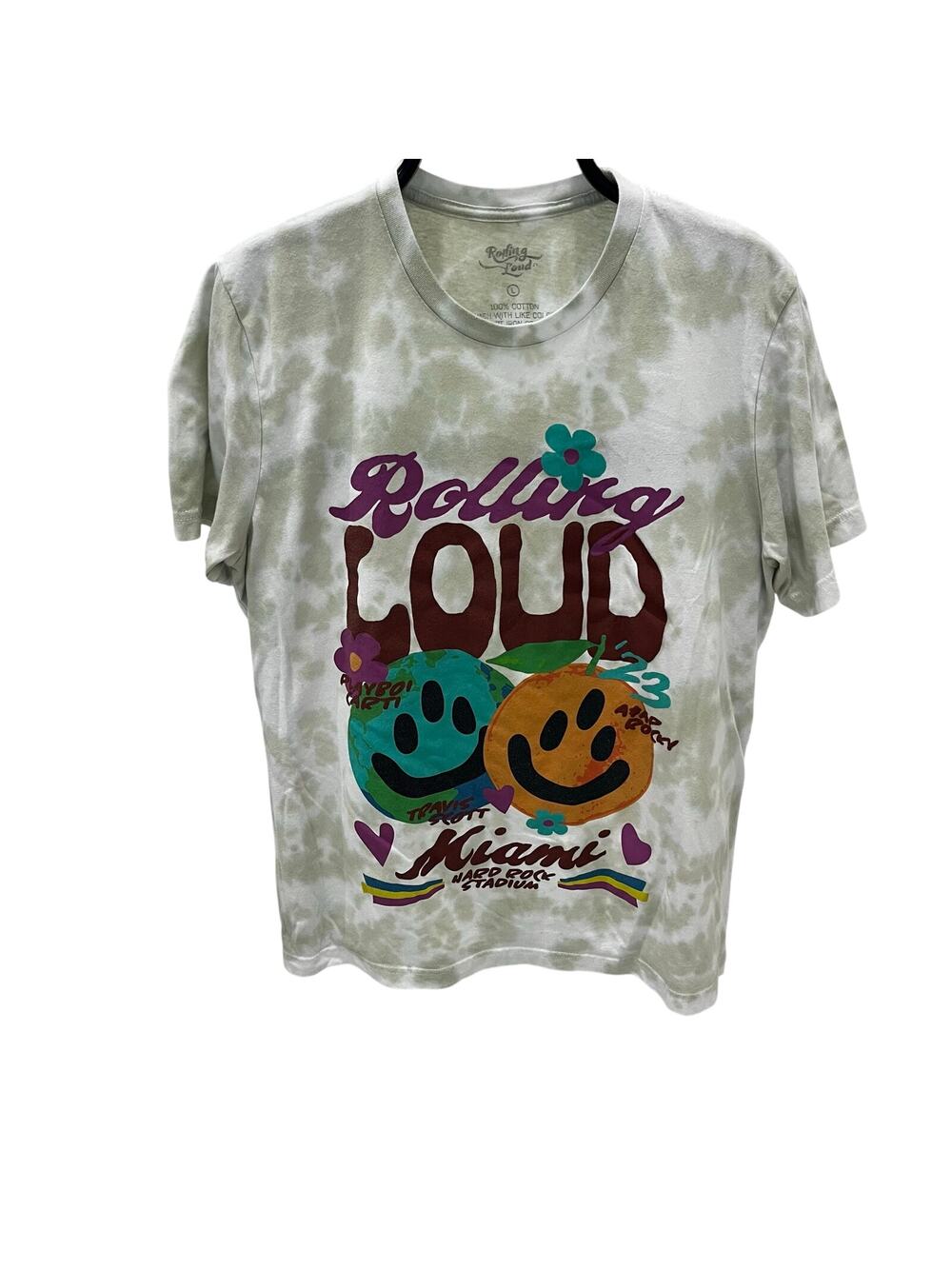 Rolling Loud Adult LG Miami Hard Rock Stadium 2023 Tie Dyed Graphic T-shirt